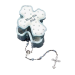 Roman Inc - Trinket Box With Rosary - Bless This Child Blue
