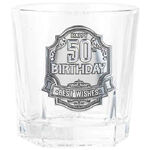 50th Birthday Badge Whisky Glass