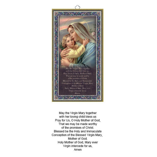 Hanging Wood Plaque With Prayer - Mother and Child