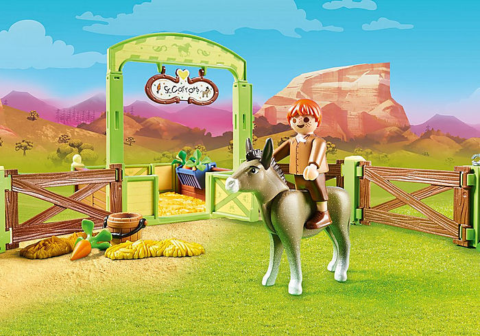 Playmobil Spirit Riding Free Snips & Senor Carrots with Horse Stall