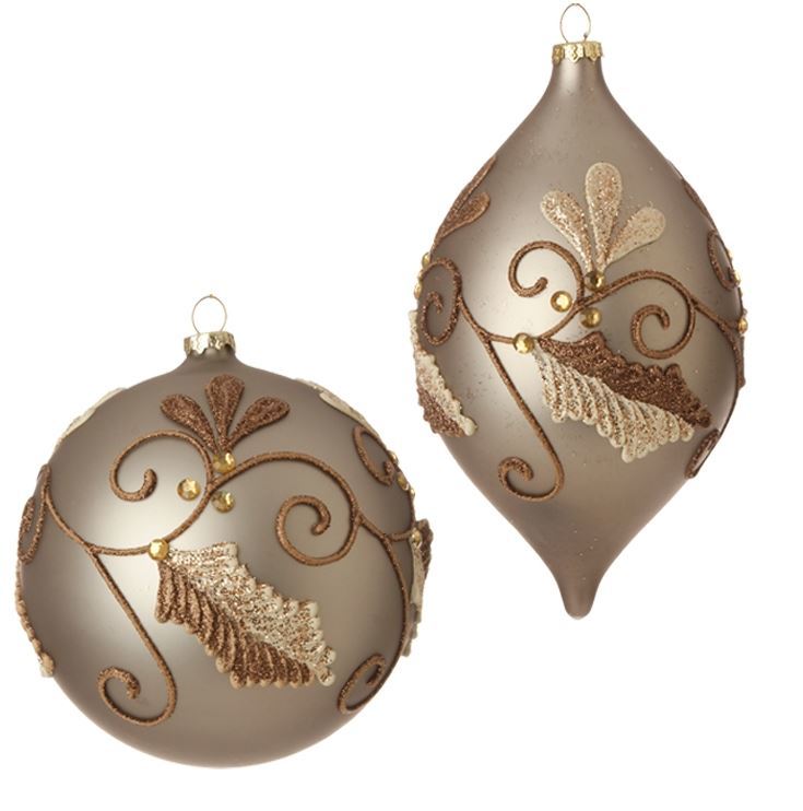 Raz Hanging Ornaments Set Of 2 Gold Glitter Holiday Lodge Ornaments