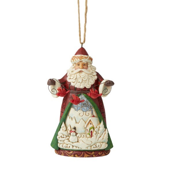 Heartwood Creek Hanging Ornaments Santa with Cardinals