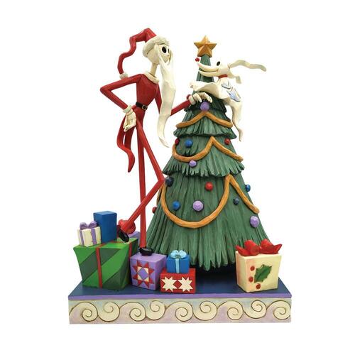 Jim Shore Disney Traditions Santa Jack and Zero with Tree Decking the Halls