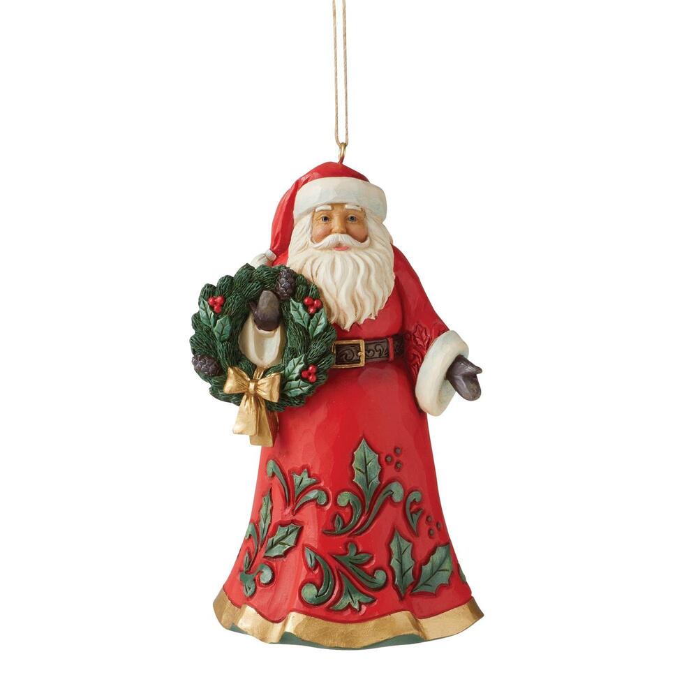 Jim Shore Heartwood Creek - Santa With Wreath Hanging Ornament