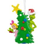 Hallmark Resin Hanging Ornament - Dr Seuss The Grinch with Cindy Lou Bas Relief