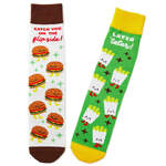 Hallmark Better Together Funny Crew Socks - Burger and Fries