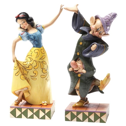 Jim Shore Disney Traditions - Snow White, Dopey & Sneezy Dancing Partners Figurine Set of 2