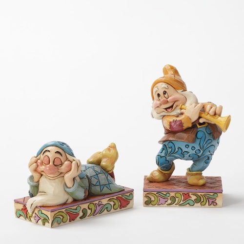 Jim Shore Disney Traditions - Sleepy And Happy Figurine Zzzzz Cheerful Note figurines Set of 2