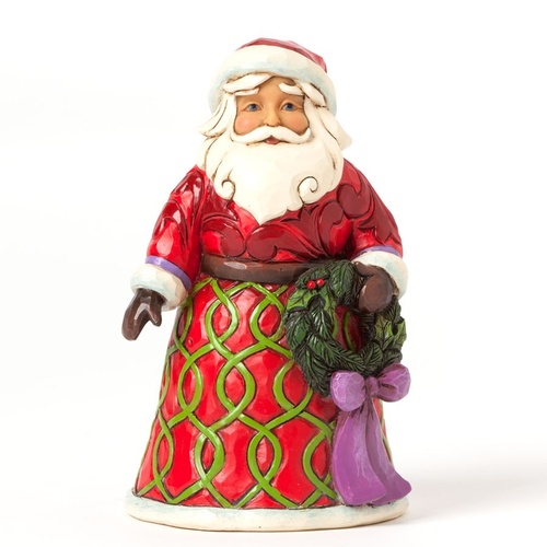 Heartwood Creek Santa Collection - Always In Good Cheer - Pint-Sized Santa With Wreath Figurine