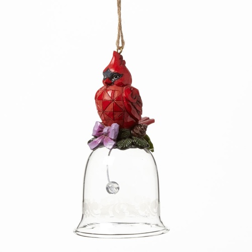 Heartwood Creek Classic - Cardinal Glass Bell Ornament Hanging Ornament