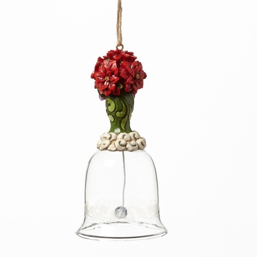 Heartwood Creek Hanging Ornament Collection - Poinsettia Glass Bell Ornament