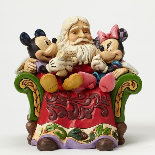 Jim Shore Disney Traditions - Santa With Mickey And Minnie Christmas Wishes Figurine