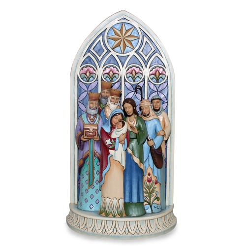 Heartwood Creek Christmas Collection - The Light of the World - Holy Family by Cathedral Window Figurine