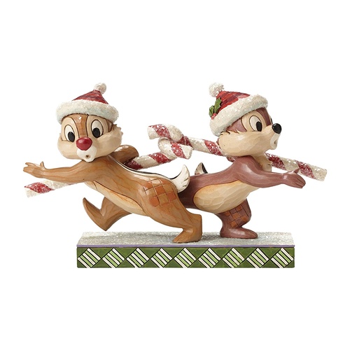 Jim Shore Disney Traditions - Chip And Dale Sugar Coat - Candy Cane Caper