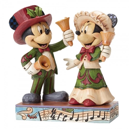 Jim Shore Disney Traditions - Victorian Mickey & Minnie Mouse - Ringing in the Holidays