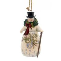 Jim Shore Heartwood Creek Victorian - Snowman with Wreath Hanging Ornament