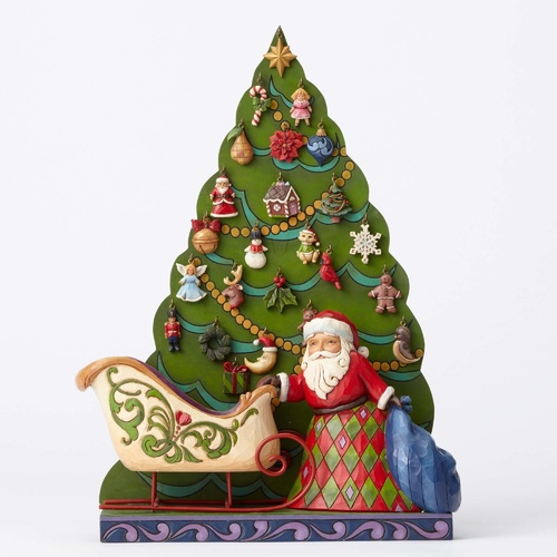 Heartwood Creek The Countdown Is On - Santa with Tree Advent Calendar Figurine