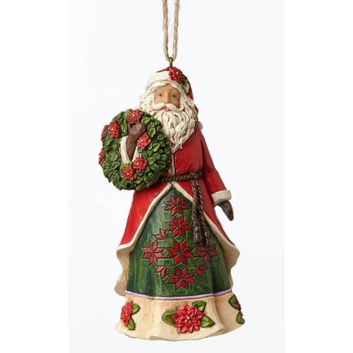 Heartwood Creek Hanging Ornament Collection - Poinsettia Santa