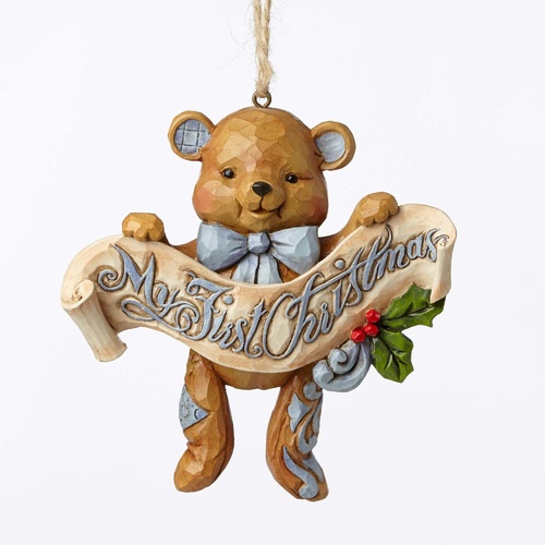 Heartwood Creek Hanging Ornament Collection - Baby's 1st Christmas Blue Bear