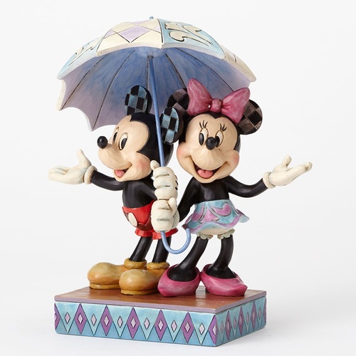 Jim Shore Disney Traditions - Mickey and Minnie Sharing Umbrella Figurine