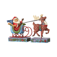 Heartwood Creek Classic - Mini Santa In Sleigh with Reindeer