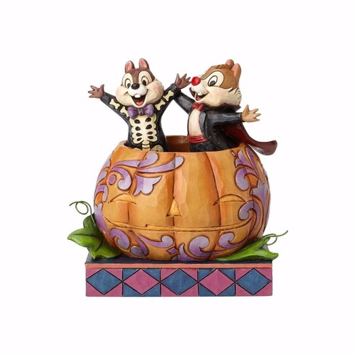 Jim Shore Disney Traditions - Chip & Dale In Pumpkin - Tiny Tricksters