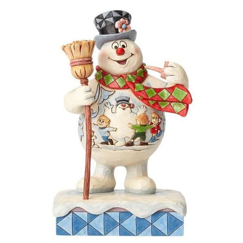 Jim Shore Frosty The Snowman Collection - Frosty with Scene on Belly - Happy Birthday