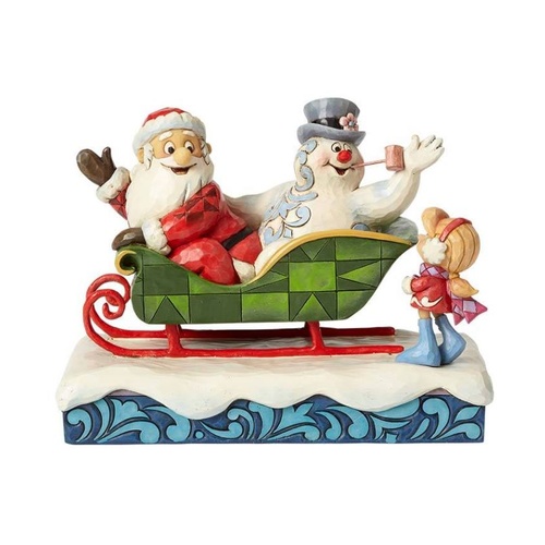 Jim Shore Frosty The Snowman Collection - Santa Frosty and Karen in Sleigh - I'll Be back on Christmas Day