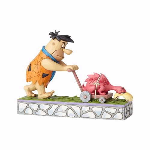 Jim Shore The Flintstones Collection - Fred Mowing The Lawn - Mower-a-saurus