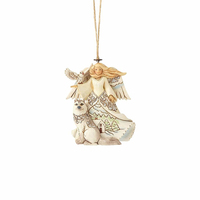 Heartwood Creek Hanging Ornament Collection - White Woodland Angel with Husky