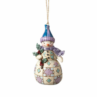 Heartwood Creek Hanging Ornament Collection - Winter Wonderland Snowman with Holly