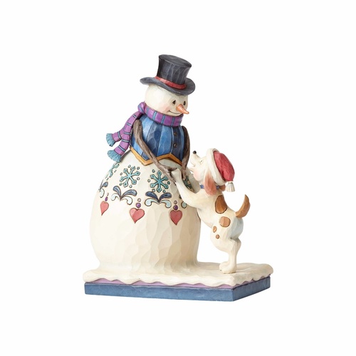 Heartwood Creek Snowman Collection - Snowman With Puppy - Fetch A Frosty Friend