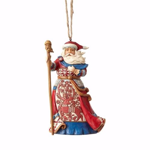 Heartwood Creek Hanging Ornament Collection - Red And Blue Lapland Santa