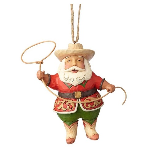 Heartwood Creek Hanging Ornament Collection - Cowboy Santa