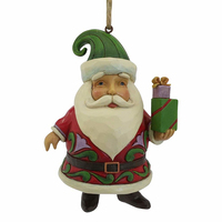 Heartwood Creek Classic - Short Round Santa with Gifts Hanging Ornament