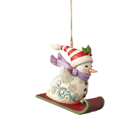 Heartwood Creek Classic - Snowman Sledding Hanging Ornament