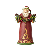 Heartwood Creek Classic - Red/Green Santa Holding Garland - Evergreen Cheer