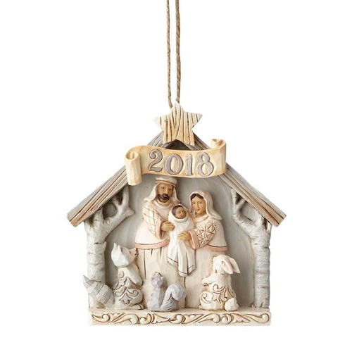 Heartwood Creek White Woodland Collection - White Woodland 2018 Nativity Hanging Ornament