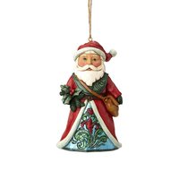 Heartwood Creek Wonderland - Santa Holding Holly Hanging Ornament