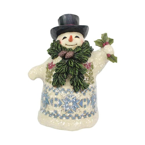 Heartwood Creek Victorian Collection - Pint Size Victorian Snowman with Pine Scarf - Winter Greetings 