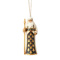 Jim Shore Heartwood Creek Black & Gold - Santa Holding Staff Hanging Ornament