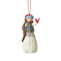 Folklore By Jim Shore - Snowman with Cardinal Hanging Ornament