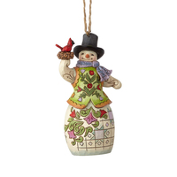 Jim Shore Heartwood Creek - Snowman with Cardinal Hanging Ornament