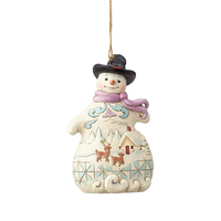 Jim Shore Heartwood Creek - Snowman with Scene Hanging Ornament