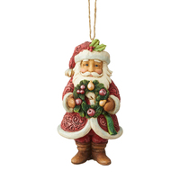 Jim Shore Heartwood Creek Winter Wonderland - Santa with Wreath Hanging Ornament