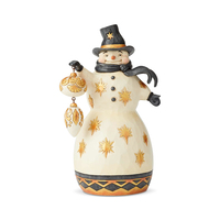 Jim Shore Heartwood Creek Black & Gold - Snowman With Ornament 