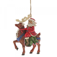 Jim Shore Heartwood Creek - Santa Riding Reindeer Hanging Ornament