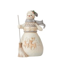 Jim Shore Heartwood Creek White Woodland - Snowman with Broom