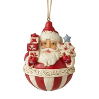 Jim Shore Heartwood Creek Nordic Noel - Round Santa Hanging Ornament