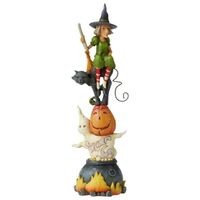 Jim Shore Heartwood Creek Halloween - Stacked Ghost, Pumpkin, Cat & Witch